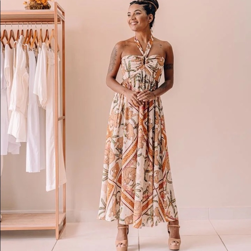 NWT FarmRio Oasis das Onças Dress